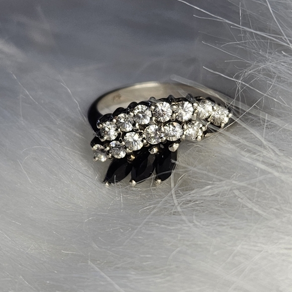 Sapphire & Cz Silver Size 7 Ring - Picture 5 of 10